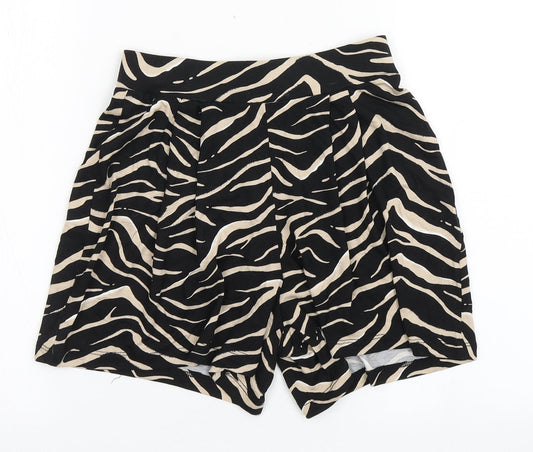 Peacocks Womens Black Animal Print Viscose Sailor Shorts Size 8  Regular Pull On