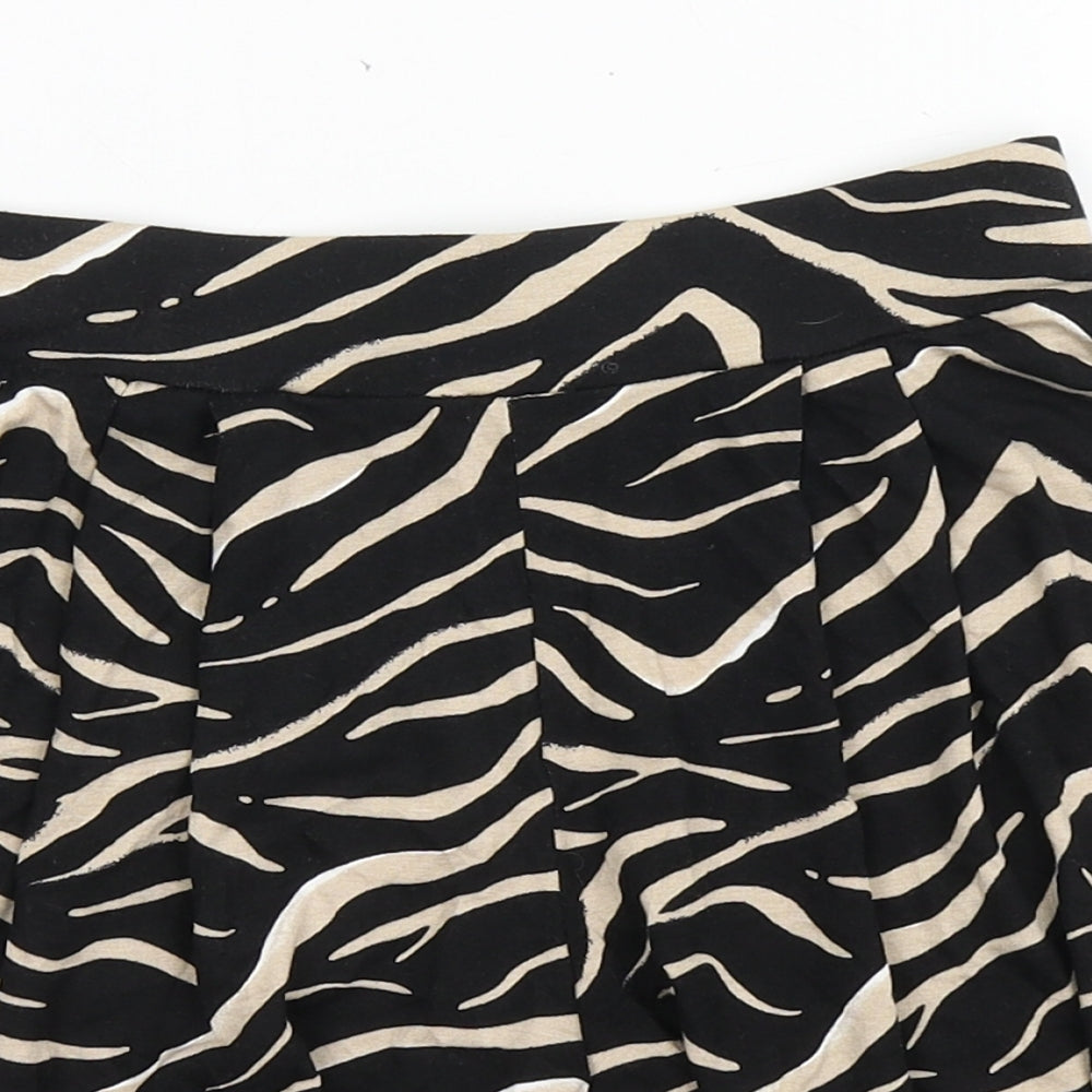 Peacocks Womens Black Animal Print Viscose Sailor Shorts Size 8  Regular Pull On