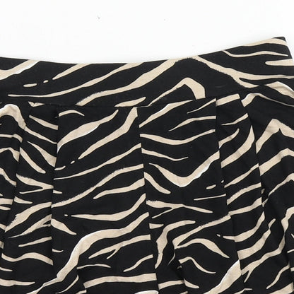 Peacocks Womens Black Animal Print Viscose Sailor Shorts Size 8  Regular Pull On