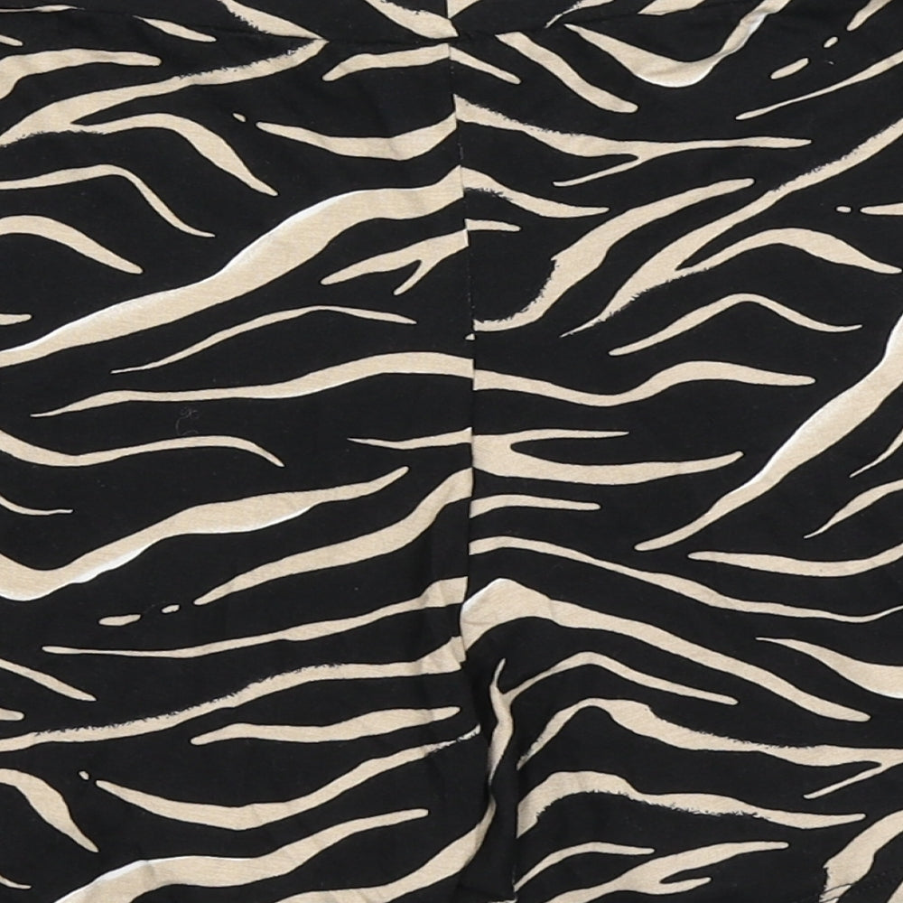 Peacocks Womens Black Animal Print Viscose Sailor Shorts Size 8  Regular Pull On