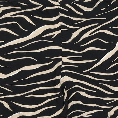 Peacocks Womens Black Animal Print Viscose Sailor Shorts Size 8  Regular Pull On