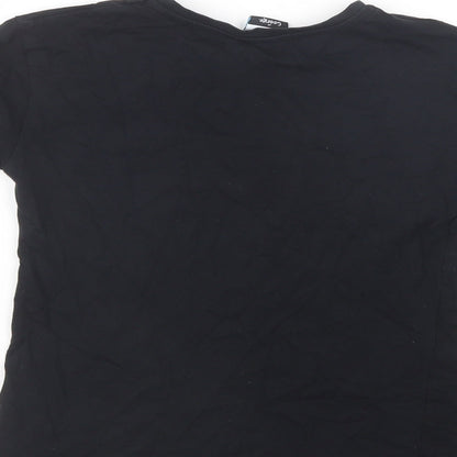George Girls Black  Cotton Basic T-Shirt Size 9-10 Years Crew Neck Pullover - Minnie Mouse