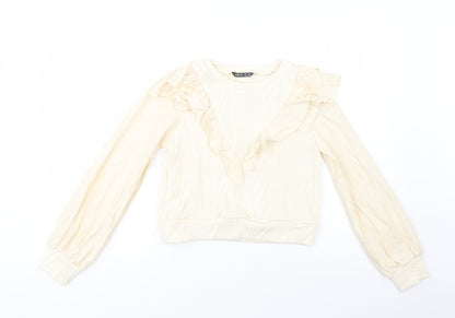 SheIn Womens Ivory Crew Neck  Polyester Pullover Jumper Size S