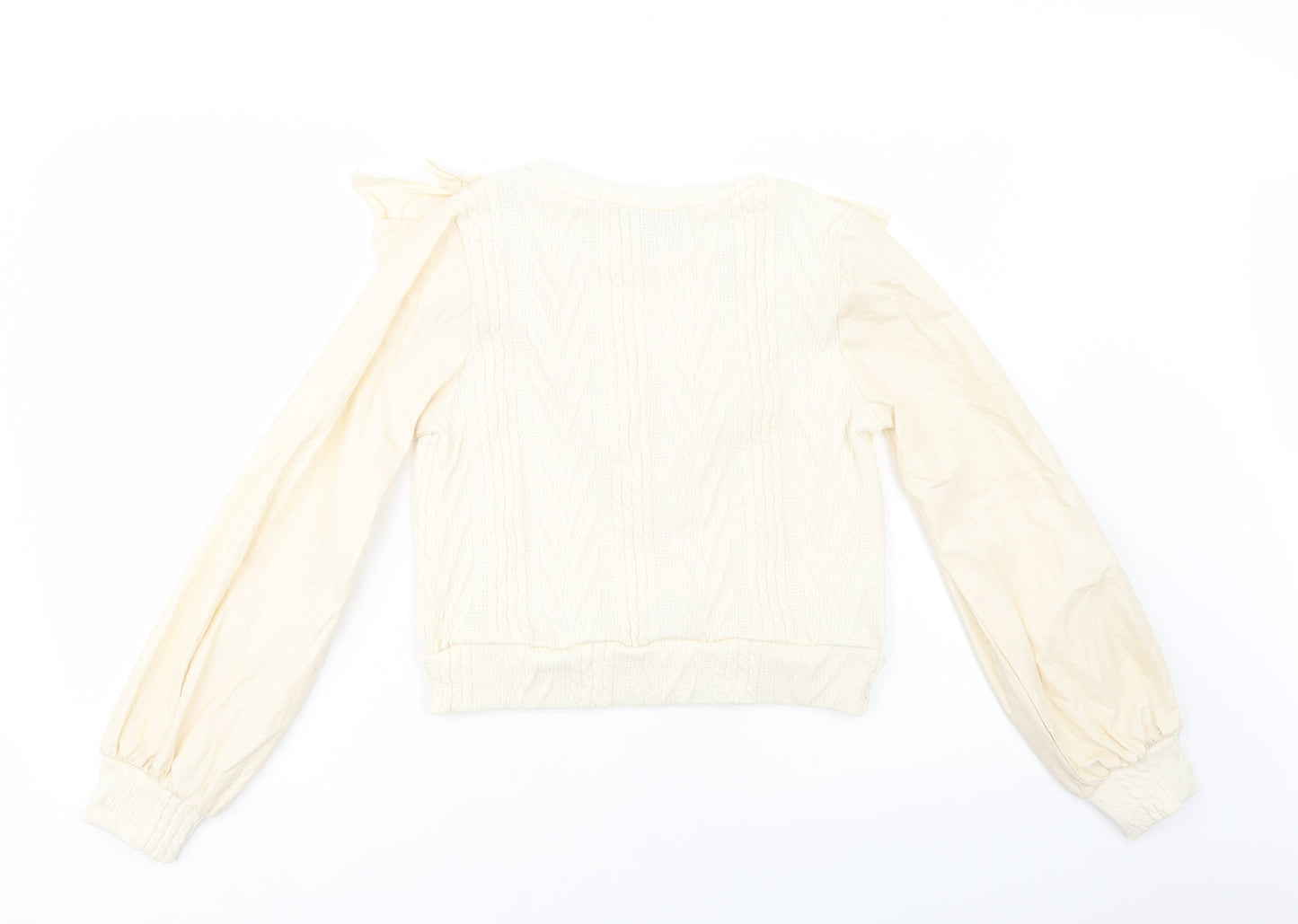 SheIn Womens Ivory Crew Neck  Polyester Pullover Jumper Size S