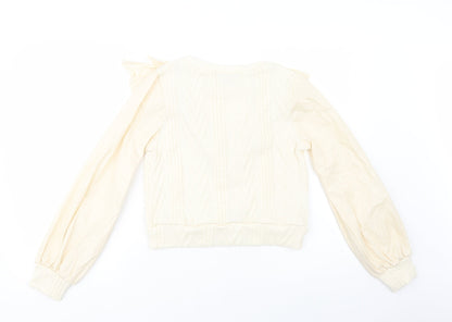 SheIn Womens Ivory Crew Neck  Polyester Pullover Jumper Size S