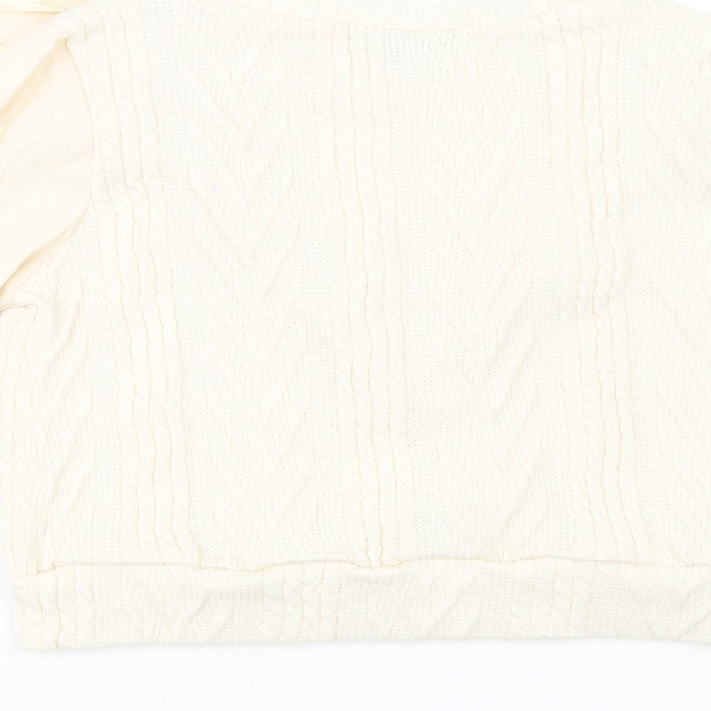 SheIn Womens Ivory Crew Neck  Polyester Pullover Jumper Size S