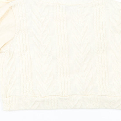 SheIn Womens Ivory Crew Neck  Polyester Pullover Jumper Size S