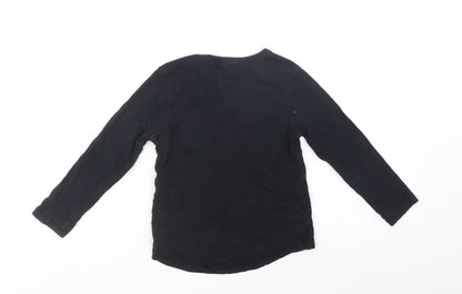 George Girls Black  Cotton Pullover T-Shirt Size 3-4 Years Crew Neck Pullover - The Future