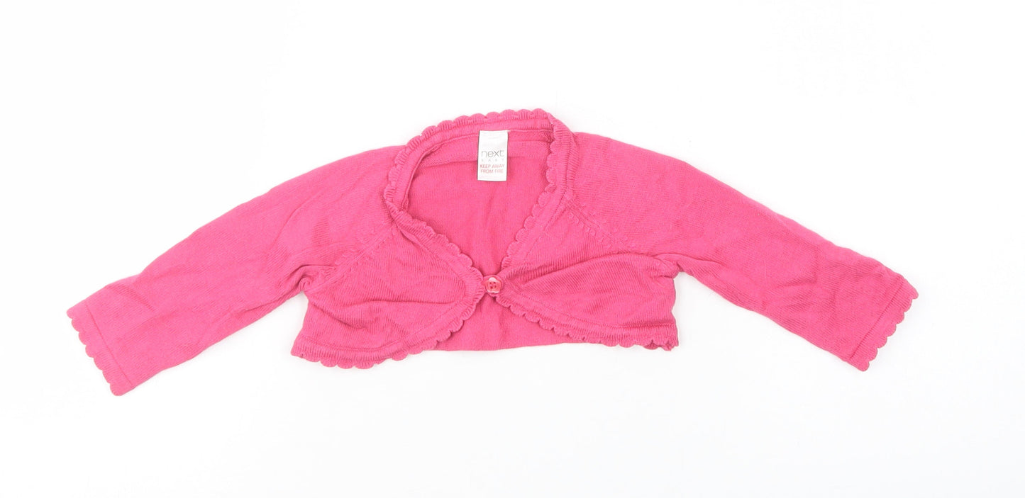 NEXT Baby Pink  Cotton Shrug Jumper Size 3-6 Months  Button