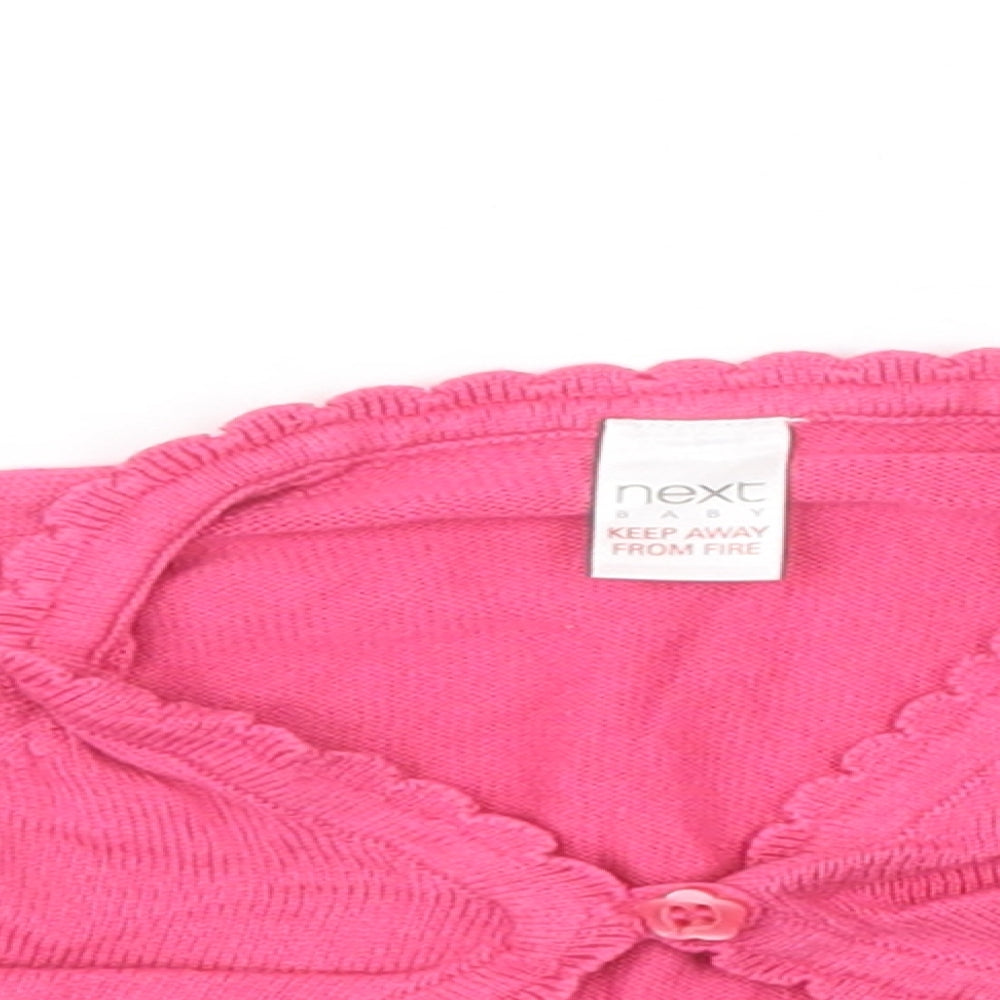NEXT Baby Pink  Cotton Shrug Jumper Size 3-6 Months  Button
