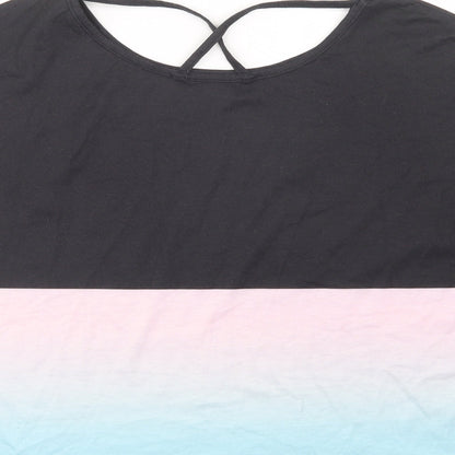 SheIn Womens Black Colourblock Polyester Jersey T-Shirt Size M Round Neck - Keep active