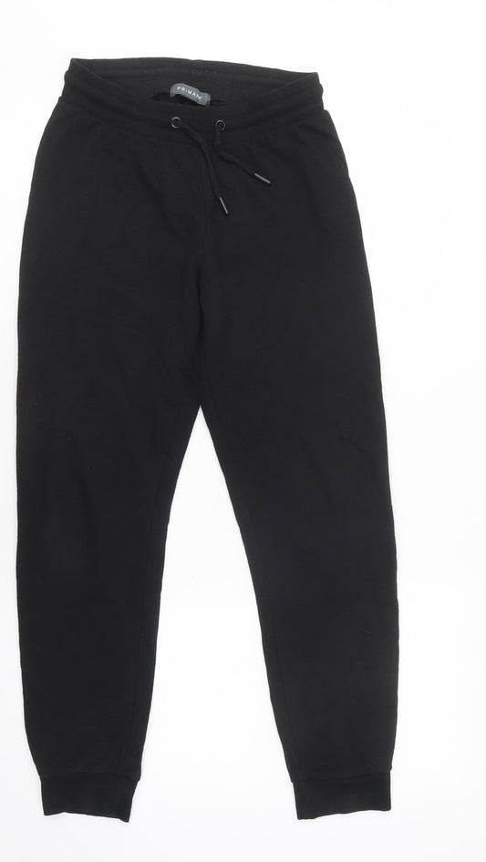 Primark Womens Black  Polyester Jogger Trousers Size XS L28 in Regular Drawstring