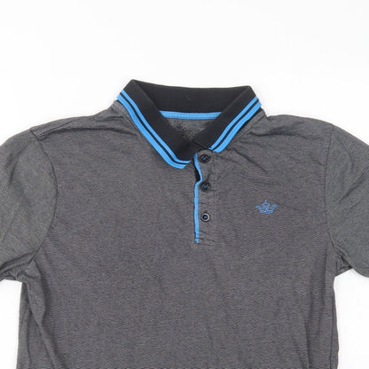 Urban Spirit Mens Grey Striped Cotton  Polo Size S Collared Button