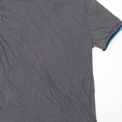 Urban Spirit Mens Grey Striped Cotton  Polo Size S Collared Button