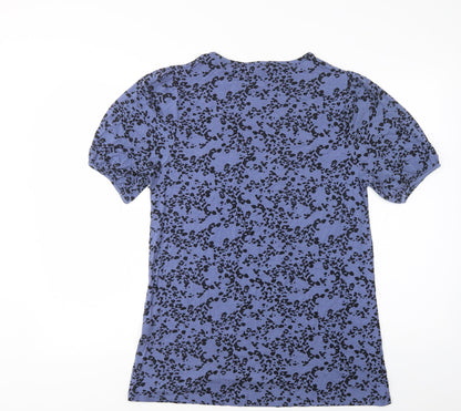 Papaya Womens Blue Animal Print Viscose Basic Blouse Size 10 Crew Neck