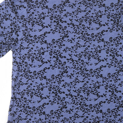 Papaya Womens Blue Animal Print Viscose Basic Blouse Size 10 Crew Neck