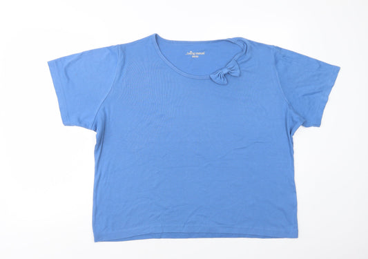 Being Casual Womens Blue  Polyester Basic T-Shirt Size 20 Scoop Neck