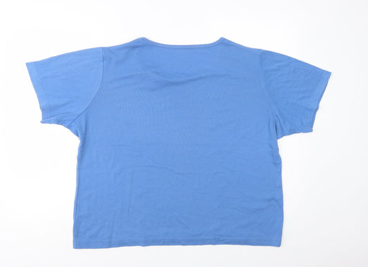 Being Casual Womens Blue  Polyester Basic T-Shirt Size 20 Scoop Neck