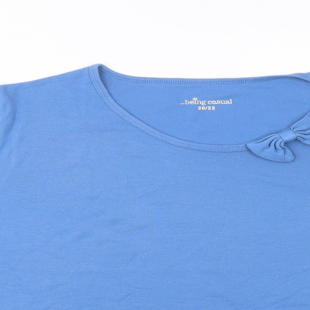 Womens UK Size 20 Being Casual Blue Basic T-Shirt