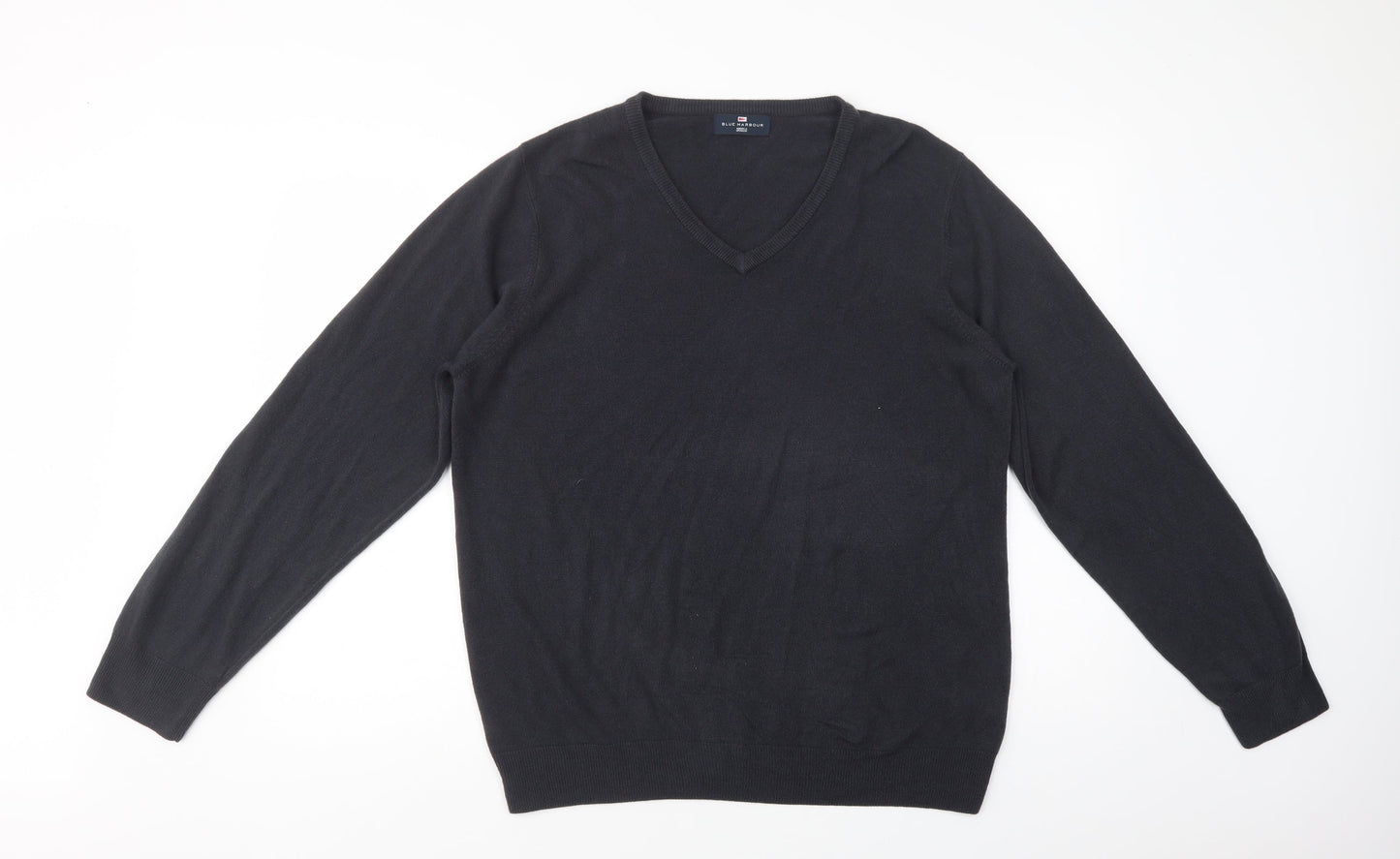 Marks and Spencer Mens Grey V-Neck  Acrylic Pullover Jumper Size L