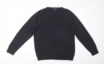 Marks and Spencer Mens Grey V-Neck  Acrylic Pullover Jumper Size L