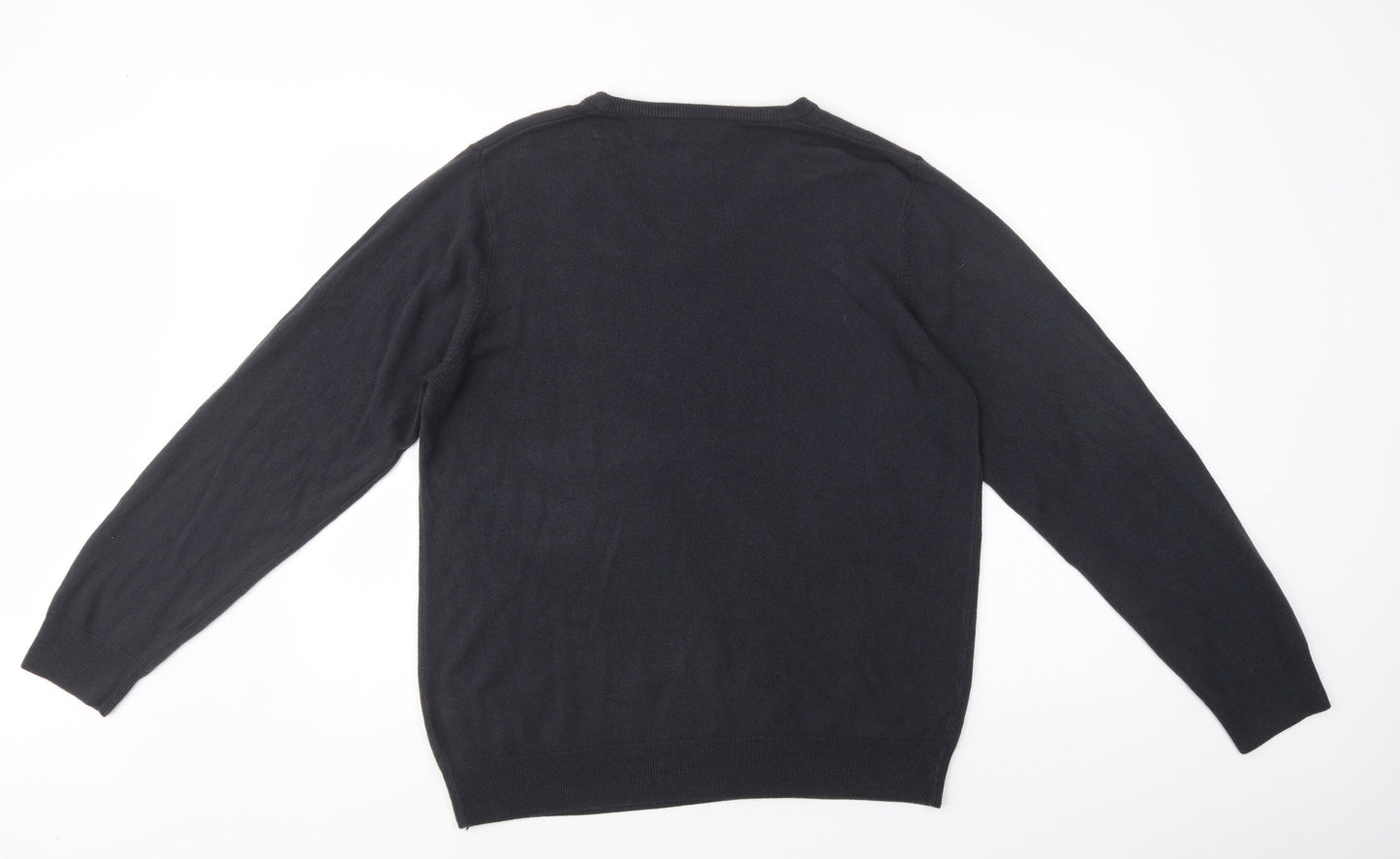 Marks and Spencer Mens Grey V-Neck  Acrylic Pullover Jumper Size L