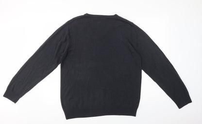 Marks and Spencer Mens Grey V-Neck  Acrylic Pullover Jumper Size L