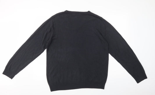 Marks and Spencer Mens Grey V-Neck  Acrylic Pullover Jumper Size L