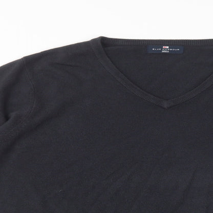 Marks and Spencer Mens Grey V-Neck  Acrylic Pullover Jumper Size L