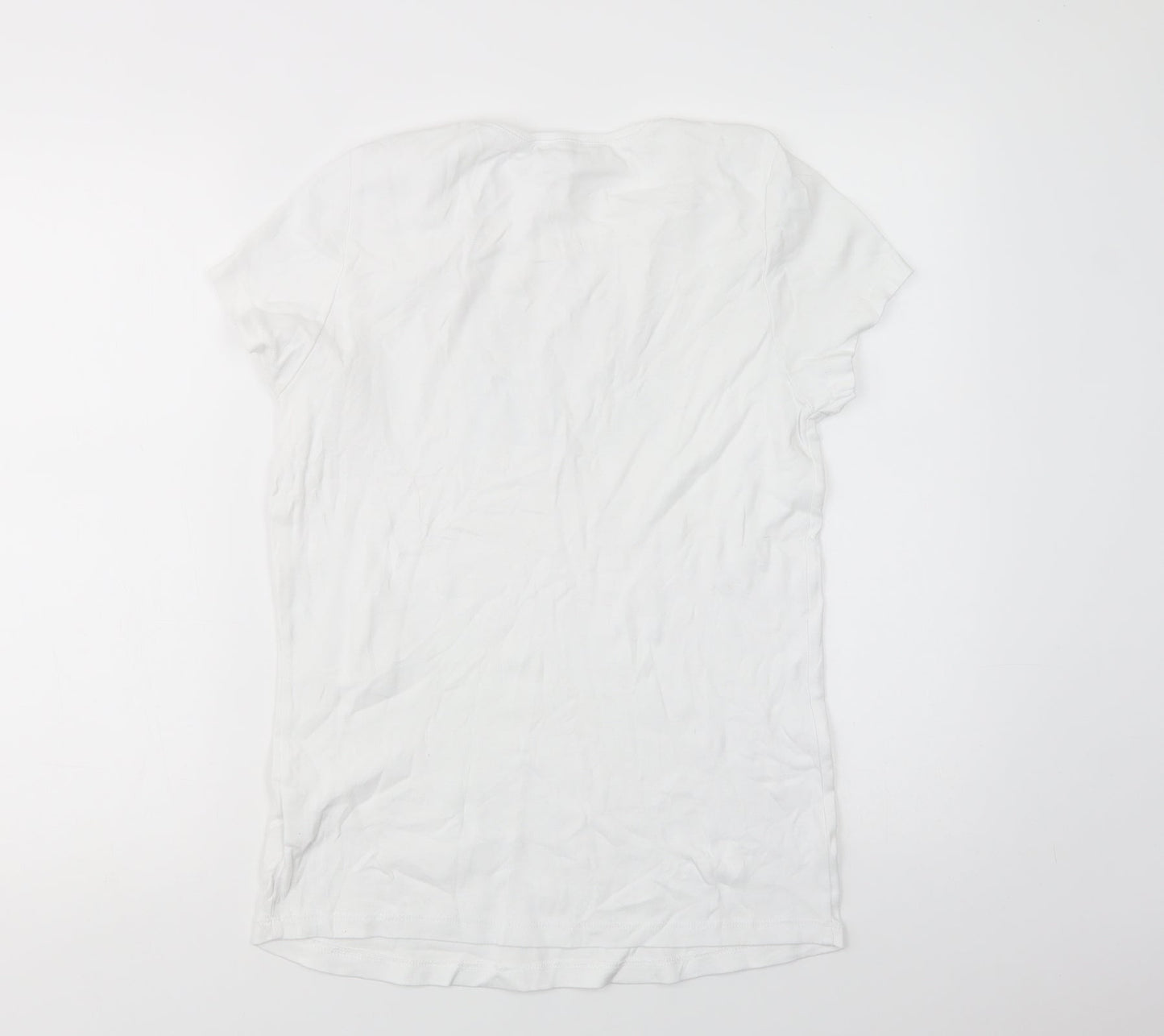 Neun Monate Womens White  Cotton Basic T-Shirt Size 14 Crew Neck - Mom