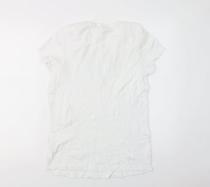 Neun Monate Womens White  Cotton Basic T-Shirt Size 14 Crew Neck - Mom