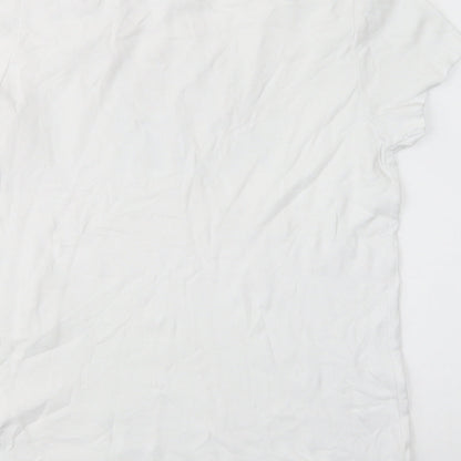 Neun Monate Womens White  Cotton Basic T-Shirt Size 14 Crew Neck - Mom