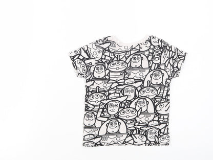 NEXT Baby White Geometric Cotton Basic T-Shirt Size 6-9 Months Crew Neck Pullover - Toy Story