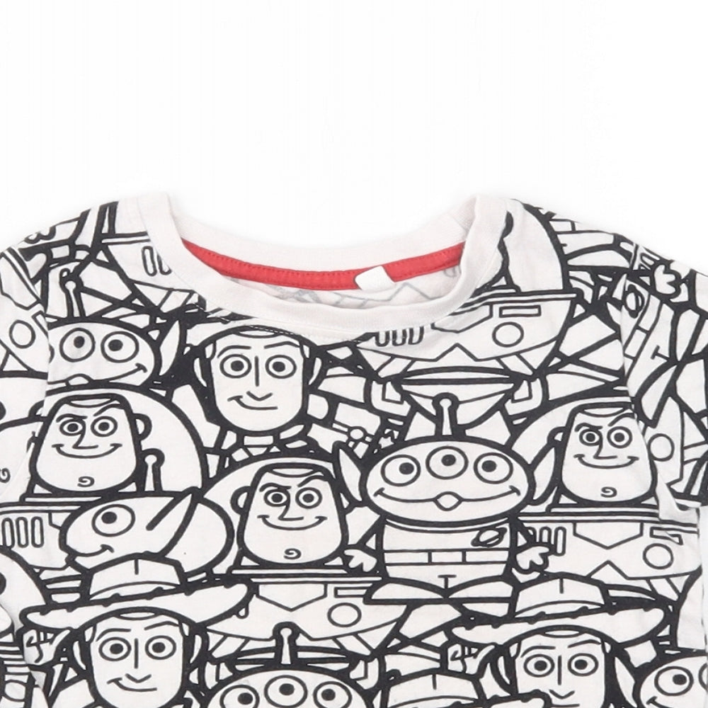 NEXT Baby White Geometric Cotton Basic T-Shirt Size 6-9 Months Crew Neck Pullover - Toy Story