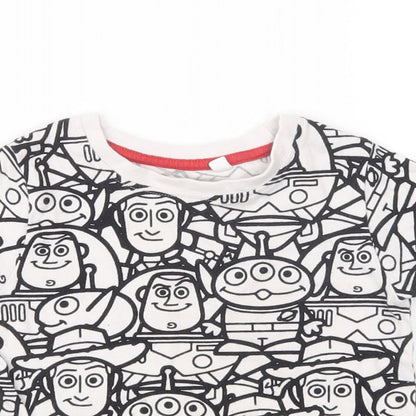 NEXT Baby White Geometric Cotton Basic T-Shirt Size 6-9 Months Crew Neck Pullover - Toy Story
