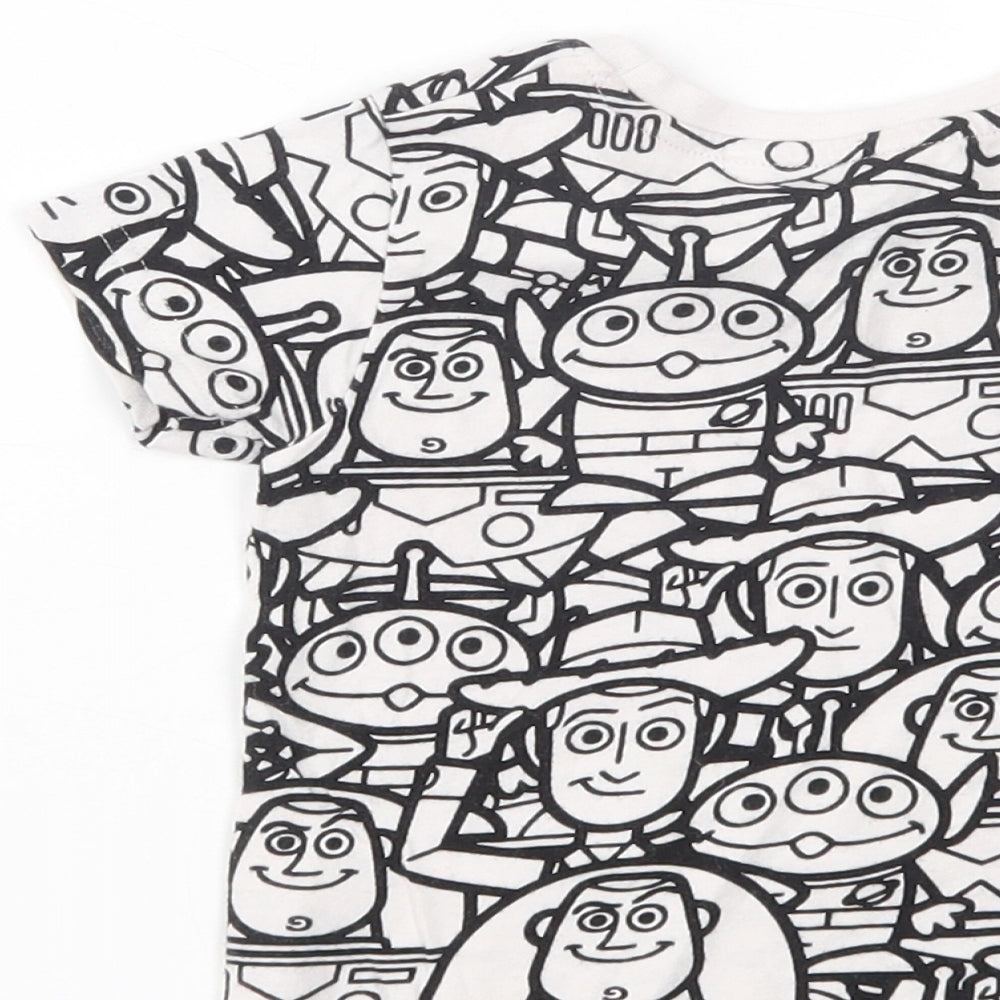 NEXT Baby White Geometric Cotton Basic T-Shirt Size 6-9 Months Crew Neck Pullover - Toy Story