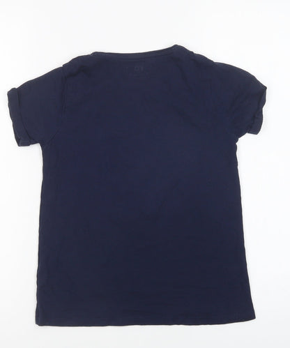 Primark Girls Blue  Cotton Pullover T-Shirt Size 9-10 Years Crew Neck Pullover - J'adore