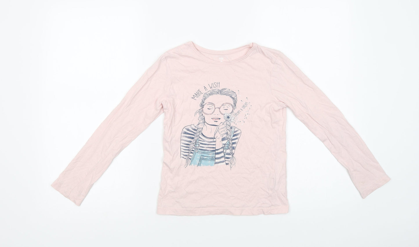 Primark Girls Pink  Cotton Basic T-Shirt Size 9-10 Years Crew Neck Pullover - Make A Wuish