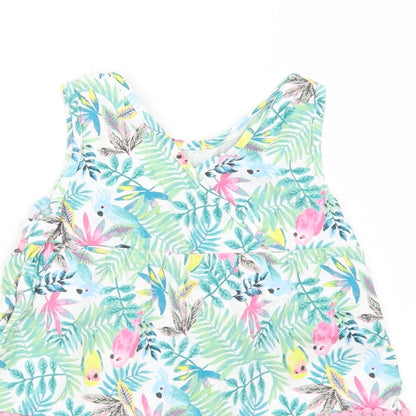 u Girls Blue Floral Cotton Trapeze & Swing  Size 2-3 Years  V-Neck  - Parrots