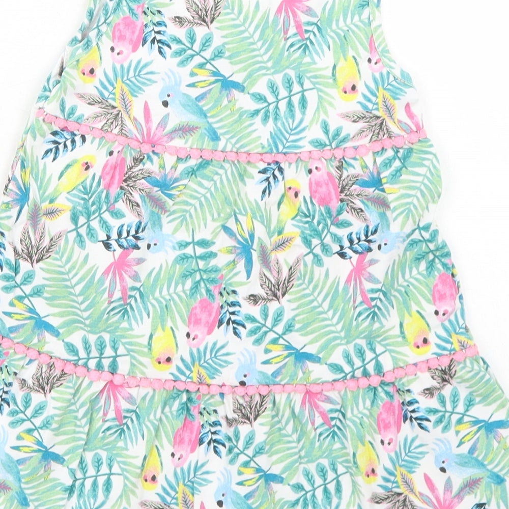 u Girls Blue Floral Cotton Trapeze & Swing  Size 2-3 Years  V-Neck  - Parrots