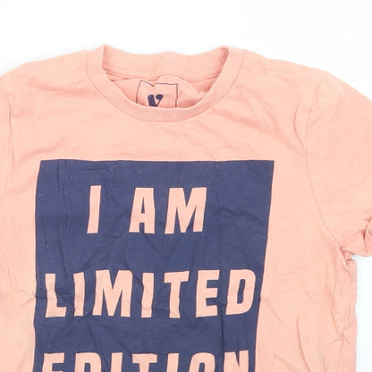 Very Boys Pink  Cotton Basic T-Shirt Size 9 Years Crew Neck  - Limited edition