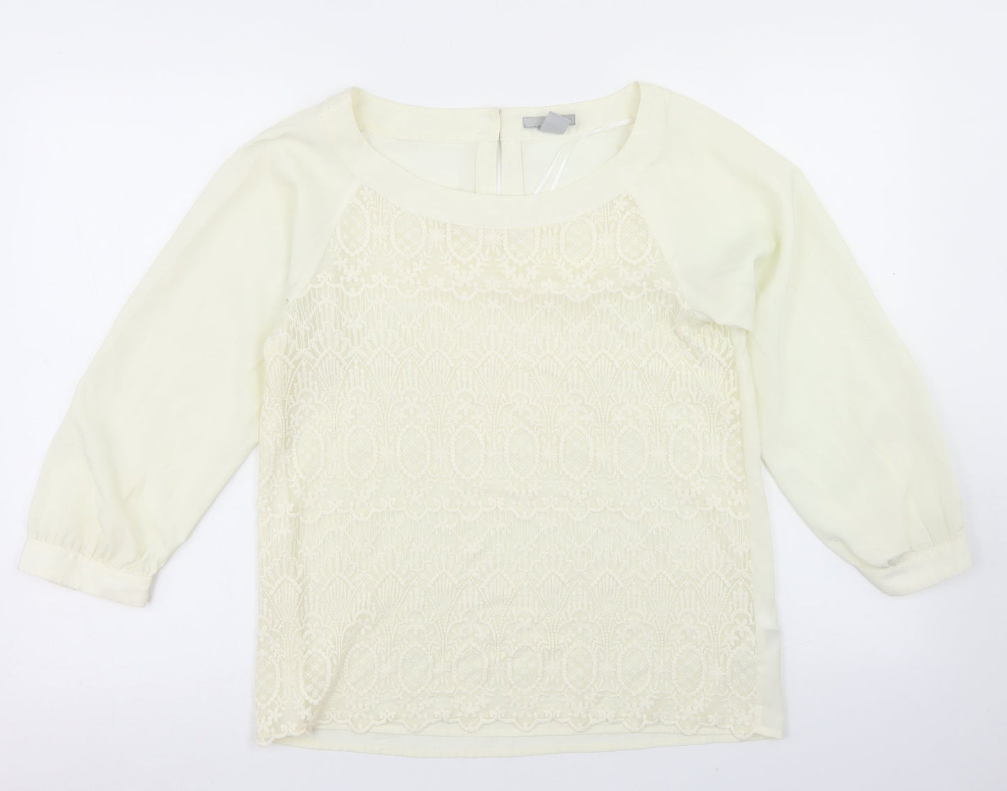 Womens UK Size 10 H&M Ivory Basic Blouse