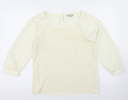 Womens UK Size 10 H&M Ivory Basic Blouse