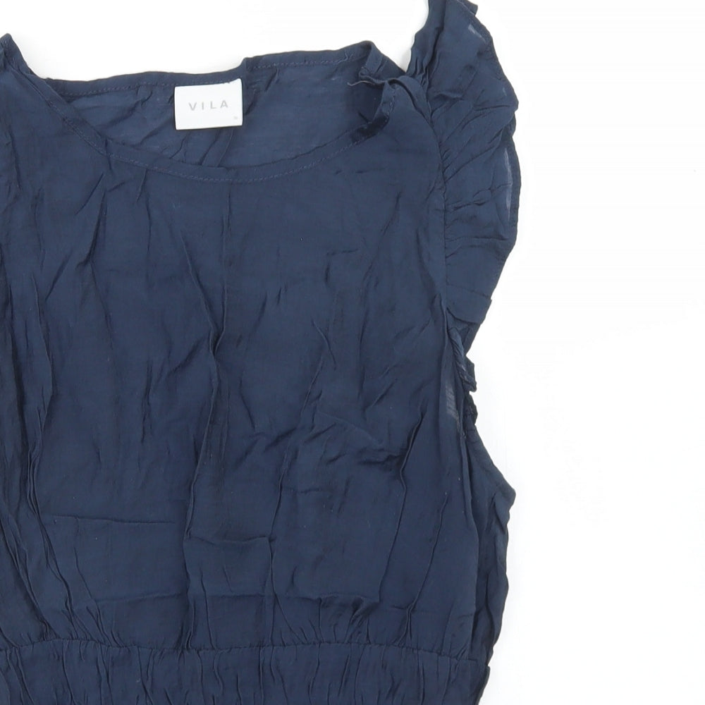 Womens UK Size 8 VILA Blue Basic Blouse