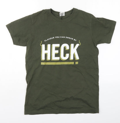 B&C Mens Green  Cotton  T-Shirt Size M Crew Neck  - Flavour You Can Swear By Heck