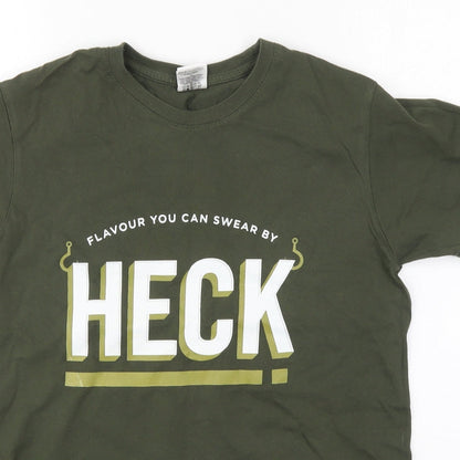 B&C Mens Green  Cotton  T-Shirt Size M Crew Neck  - Flavour You Can Swear By Heck