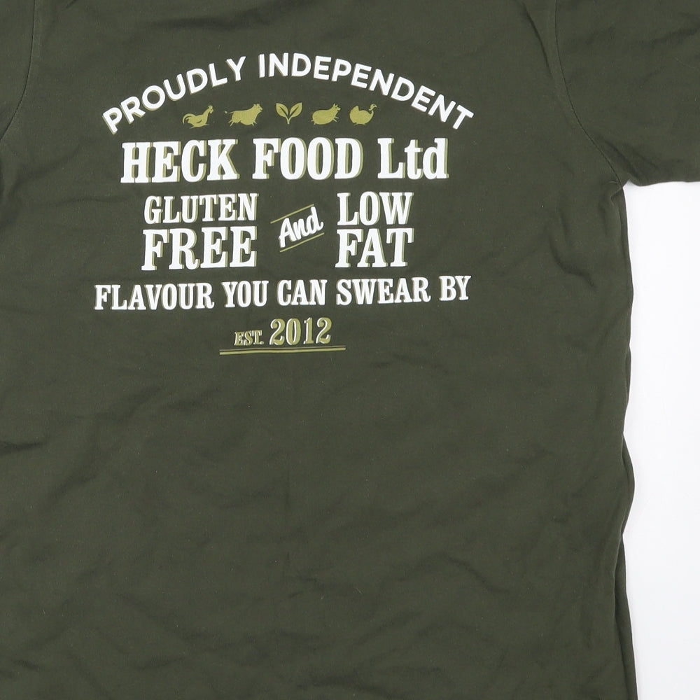 B&C Mens Green  Cotton  T-Shirt Size M Crew Neck  - Flavour You Can Swear By Heck