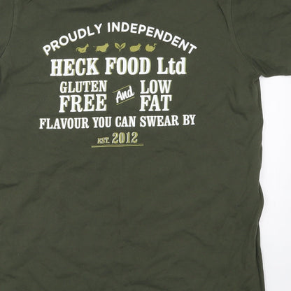 B&C Mens Green  Cotton  T-Shirt Size M Crew Neck  - Flavour You Can Swear By Heck