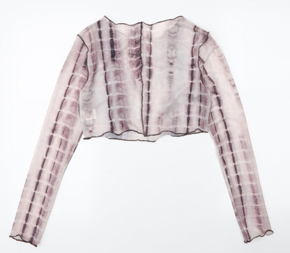 SheIn Womens Brown  Polyester Cropped T-Shirt Size S Round Neck - Tie Dye