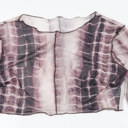 SheIn Womens Brown  Polyester Cropped T-Shirt Size S Round Neck - Tie Dye